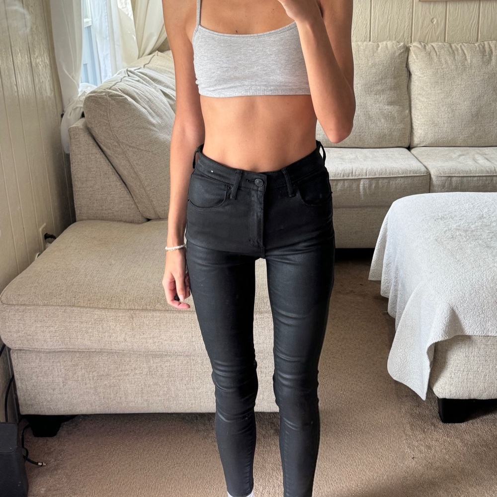 Abercrombie & Fitch super skinny ankle high rise faux leather pants